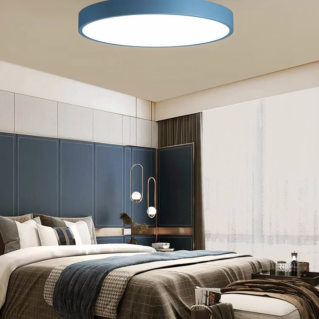 Lampadario Camera Da Letto Blu Petrolio LED Rotondo E Piatto – Vista 05