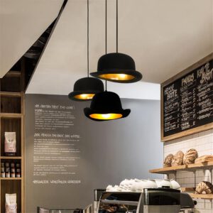 Lampadario Camera Da Letto Cappello A Bombetta LED Nera Moderno