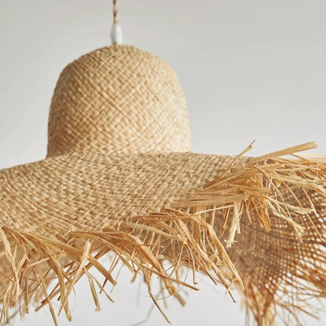 Lampadario Camera Da Letto Cappello Di Paglia Fatto A Mano In Rafia – Vista 02