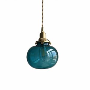 Lampadario Camera Da Letto Con Sfera In Vetro Blu Petrolio