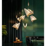 Lampadario Camera Da Letto Dorato E Trasparente A Forma Di Farfalla