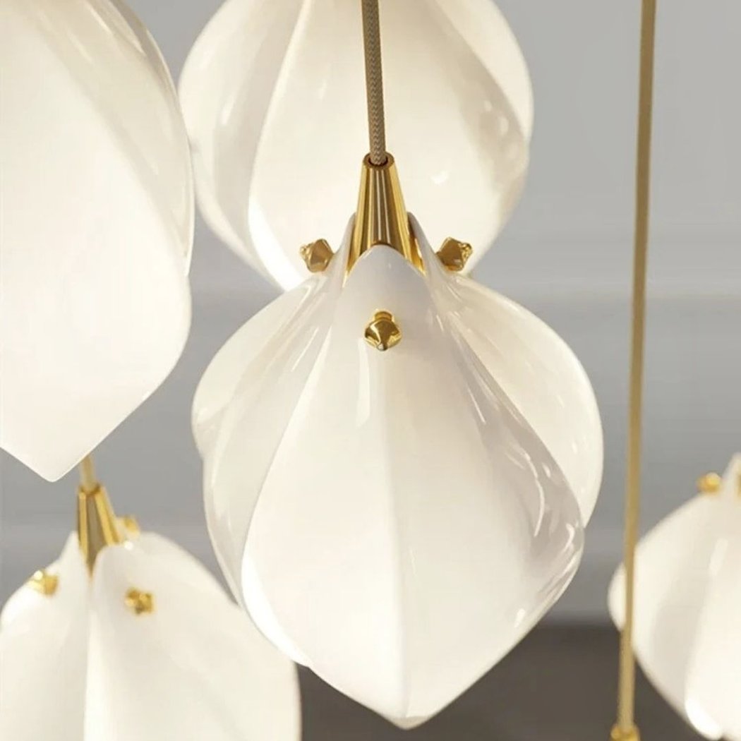 Lampadario Camera Da Letto Fiore Bianco In Ceramica A Forma Di Magnolia – Vista 02