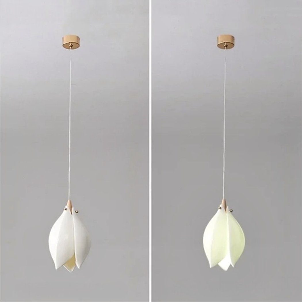 Lampadario Camera Da Letto Fiore Bianco In Ceramica A Forma Di Magnolia – Vista 03