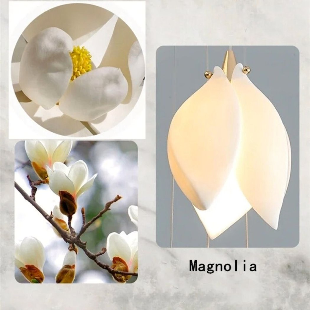 Lampadario Camera Da Letto Fiore Bianco In Ceramica A Forma Di Magnolia – Vista 04
