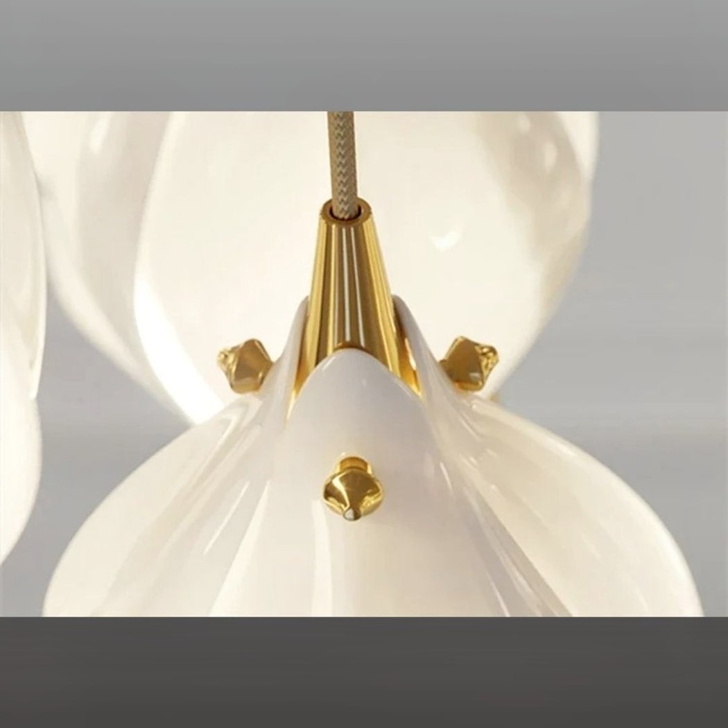 Lampadario Camera Da Letto Fiore Bianco In Ceramica A Forma Di Magnolia – Vista 05