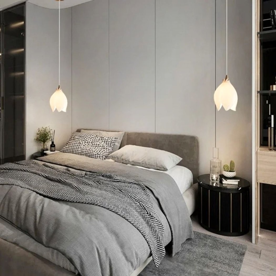 Lampadario Camera Da Letto Fiore Bianco In Ceramica A Forma Di Magnolia – Vista 07