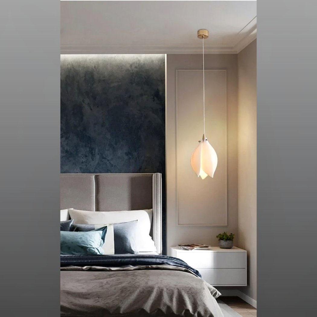 Lampadario Camera Da Letto Fiore Bianco In Ceramica A Forma Di Magnolia – Vista 08