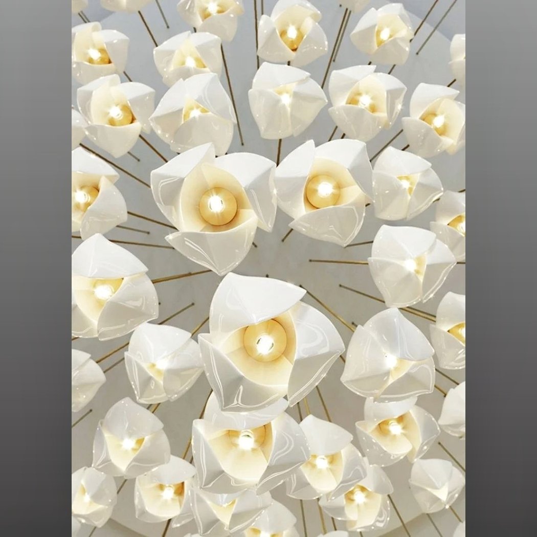 Lampadario Camera Da Letto Fiore Bianco In Ceramica A Forma Di Magnolia – Vista 09