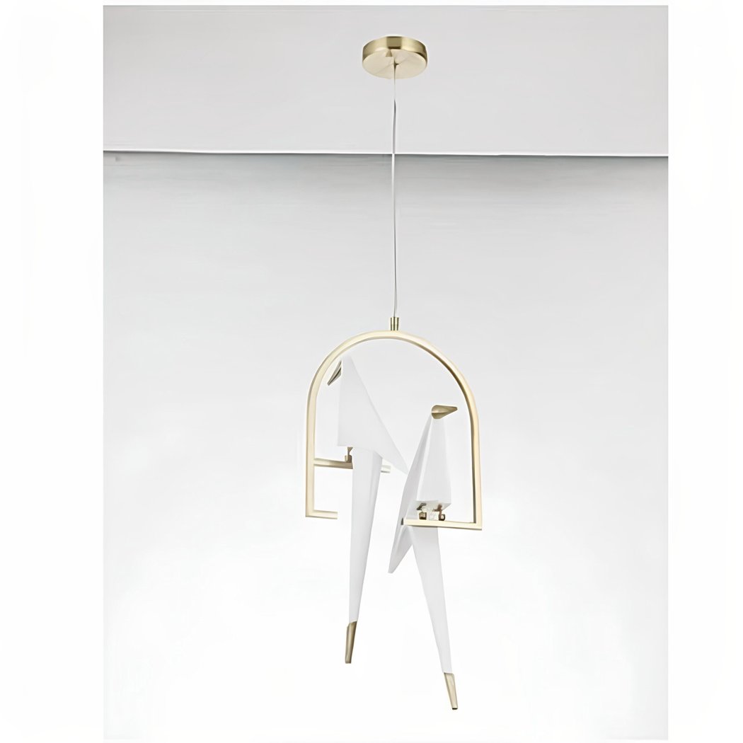 Lampadario Camera Da Letto Gabbia Per Uccelli Dorato Con Uccello In Origami – Vista 03