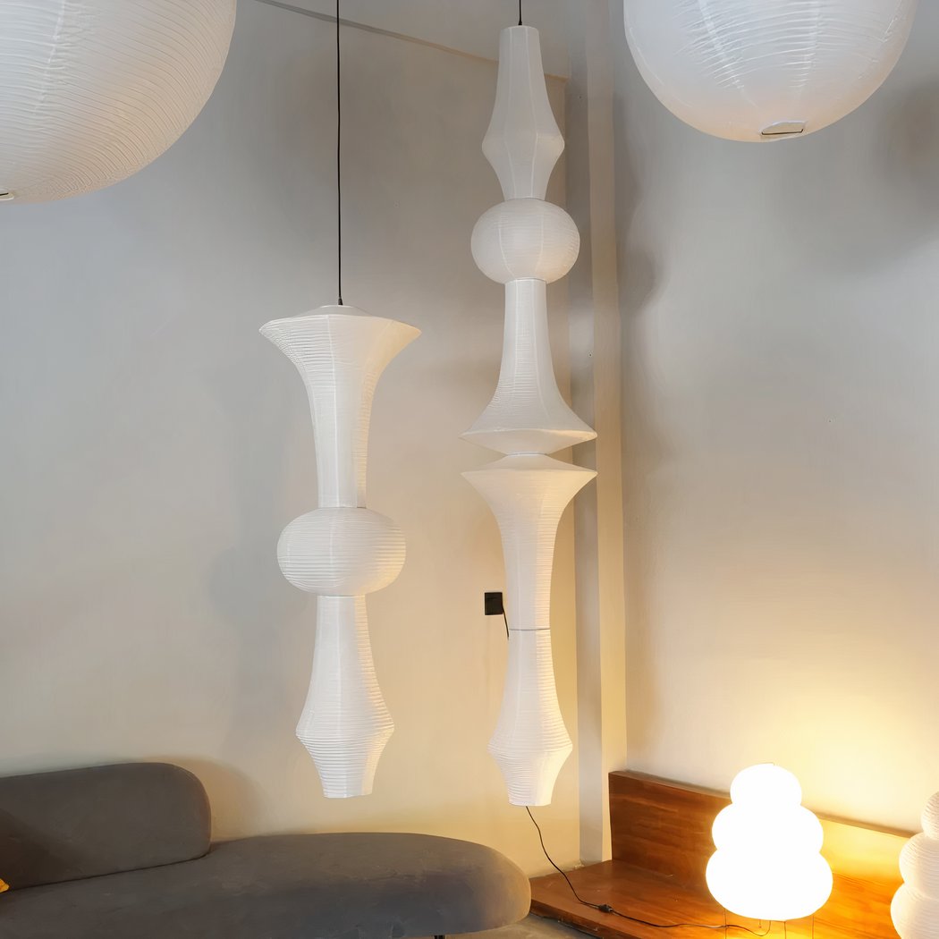 Lampadario Camera Da Letto Grande Bianca In Carta Giapponese – Vista 03