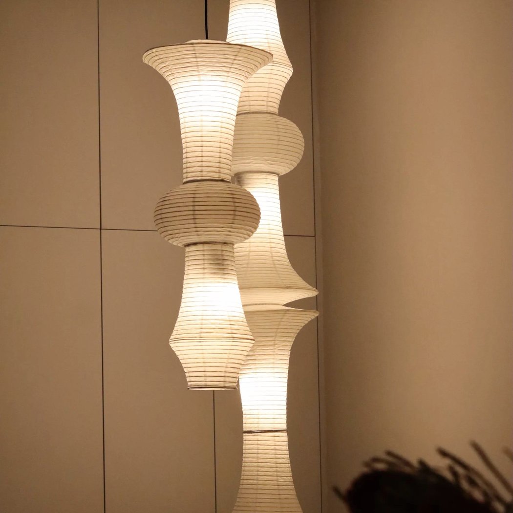 Lampadario Camera Da Letto Grande Bianca In Carta Giapponese – Vista 07