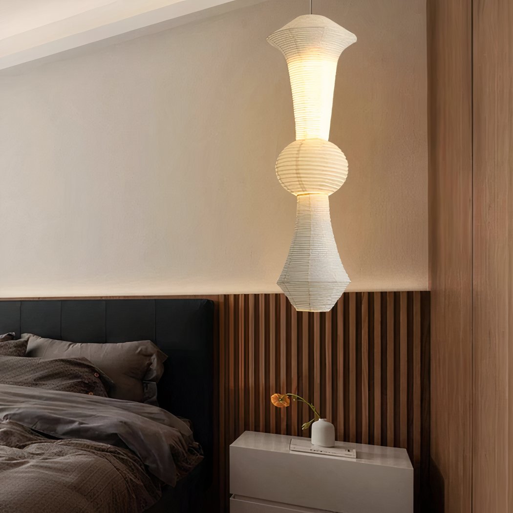 Lampadario Camera Da Letto Grande Bianca In Carta Giapponese – Vista 10