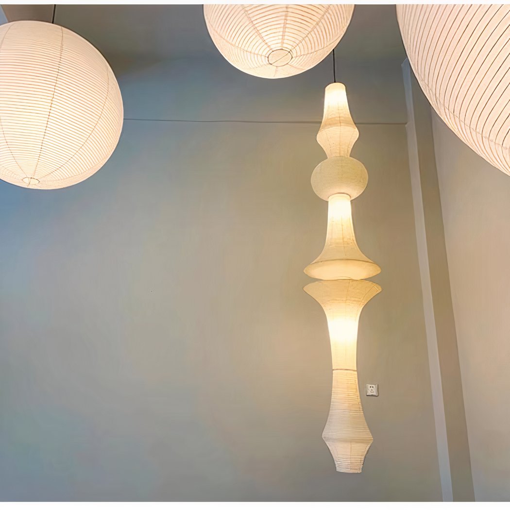 Lampadario Camera Da Letto Grande Bianca In Carta Giapponese – Vista 11