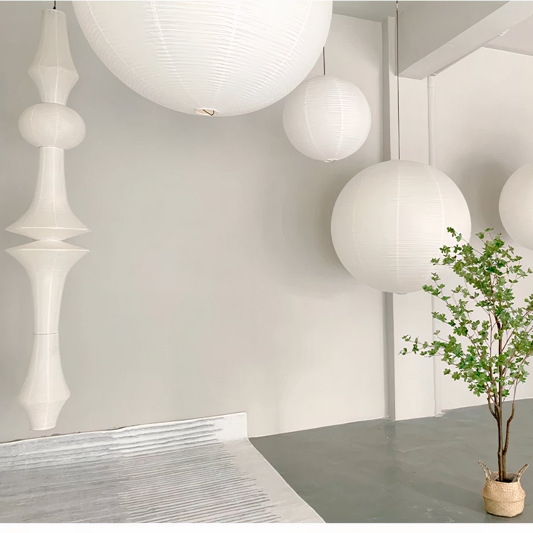 Lampadario Camera Da Letto Grande Bianca In Carta Giapponese – Vista 12