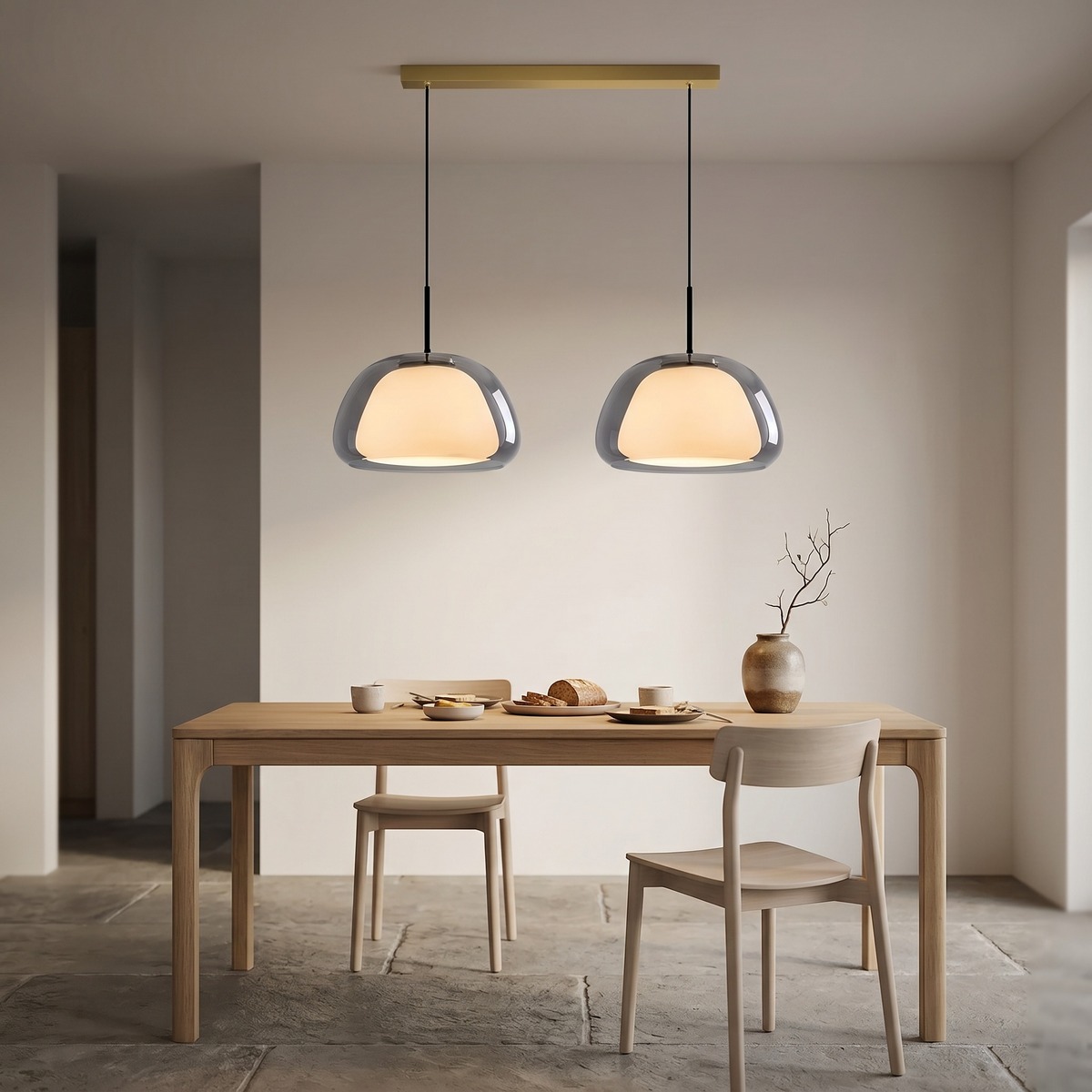 Lampadario Camera Da Letto In Vetro Colorato Ispirazione Nordica Minimalista – Vista 04