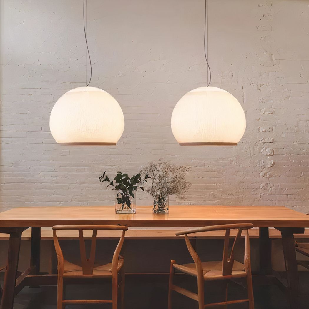 Lampadario Camera Da Letto Japandi A Luce Soffusa Con Trama Intrecciata – Vista 07