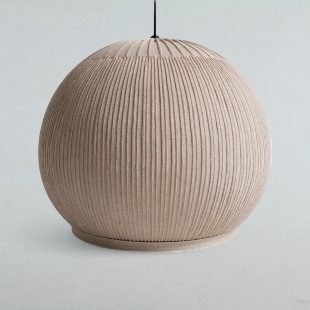 Lampadario Camera Da Letto Japandi A Luce Soffusa Con Trama Intrecciata – Vista 08