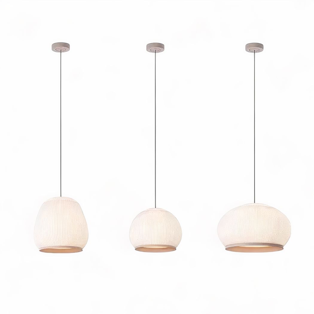 Lampadario Camera Da Letto Japandi A Luce Soffusa Con Trama Intrecciata – Vista 10