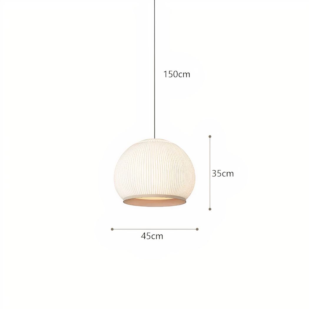 Lampadario Camera Da Letto Japandi A Luce Soffusa Con Trama Intrecciata – Vista 12
