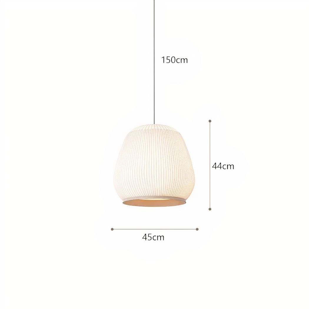 Lampadario Camera Da Letto Japandi A Luce Soffusa Con Trama Intrecciata – Vista 13