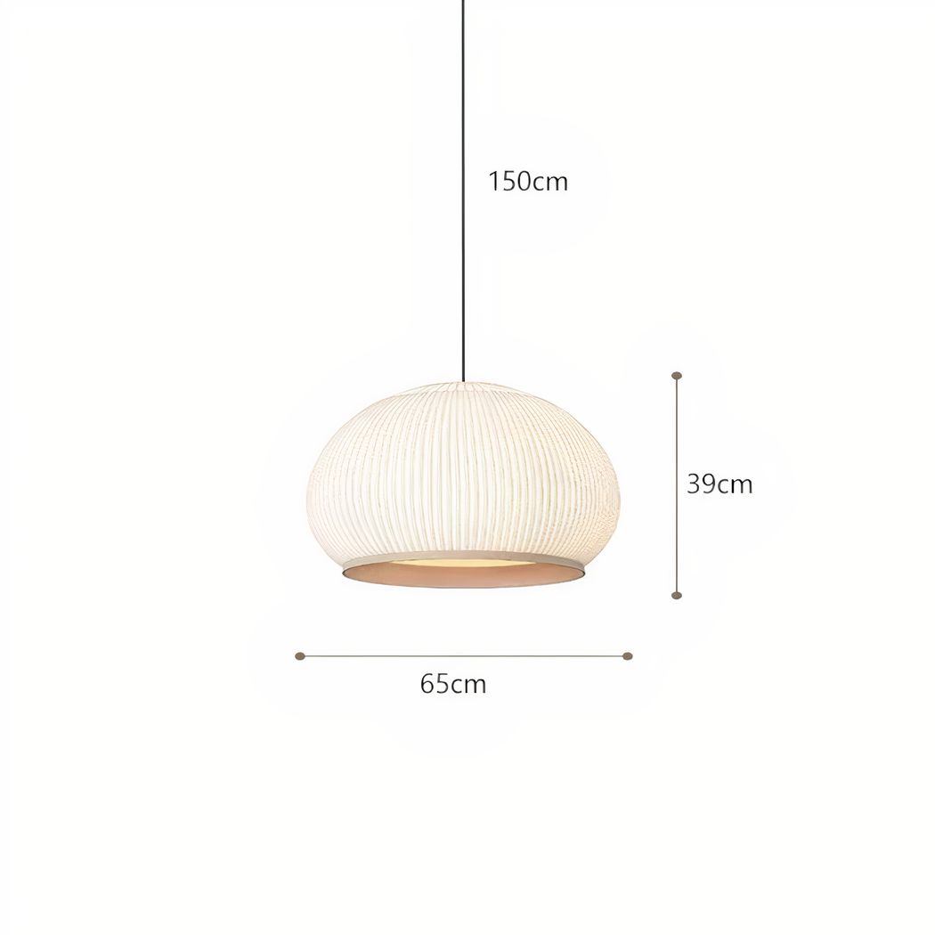 Lampadario Camera Da Letto Japandi A Luce Soffusa Con Trama Intrecciata – Vista 14