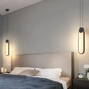 Lampadario Camera Da Letto LED Design Minimalista Ovale Nero