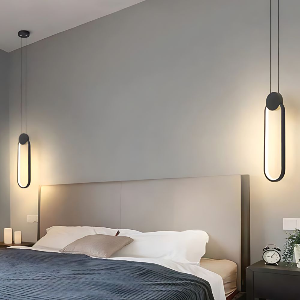 Lampadario Camera Da Letto LED Design Minimalista Ovale Nero