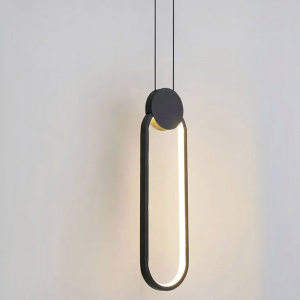 Lampadario Camera Da Letto LED Design Minimalista Ovale Nero – Vista 02