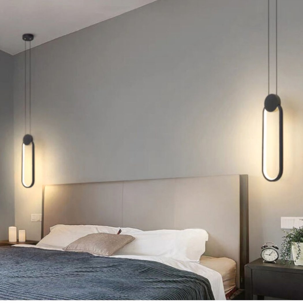 Lampadario Camera Da Letto LED Design Minimalista Ovale Nero – Vista 03