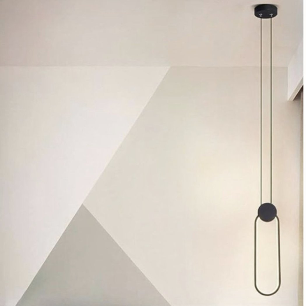 Lampadario Camera Da Letto LED Design Minimalista Ovale Nero – Vista 06