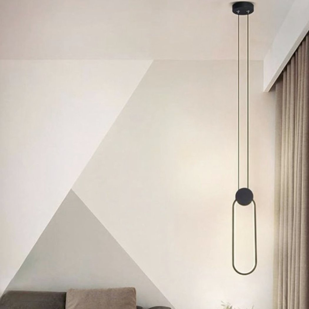 Lampadario Camera Da Letto LED Design Minimalista Ovale Nero – Vista 07