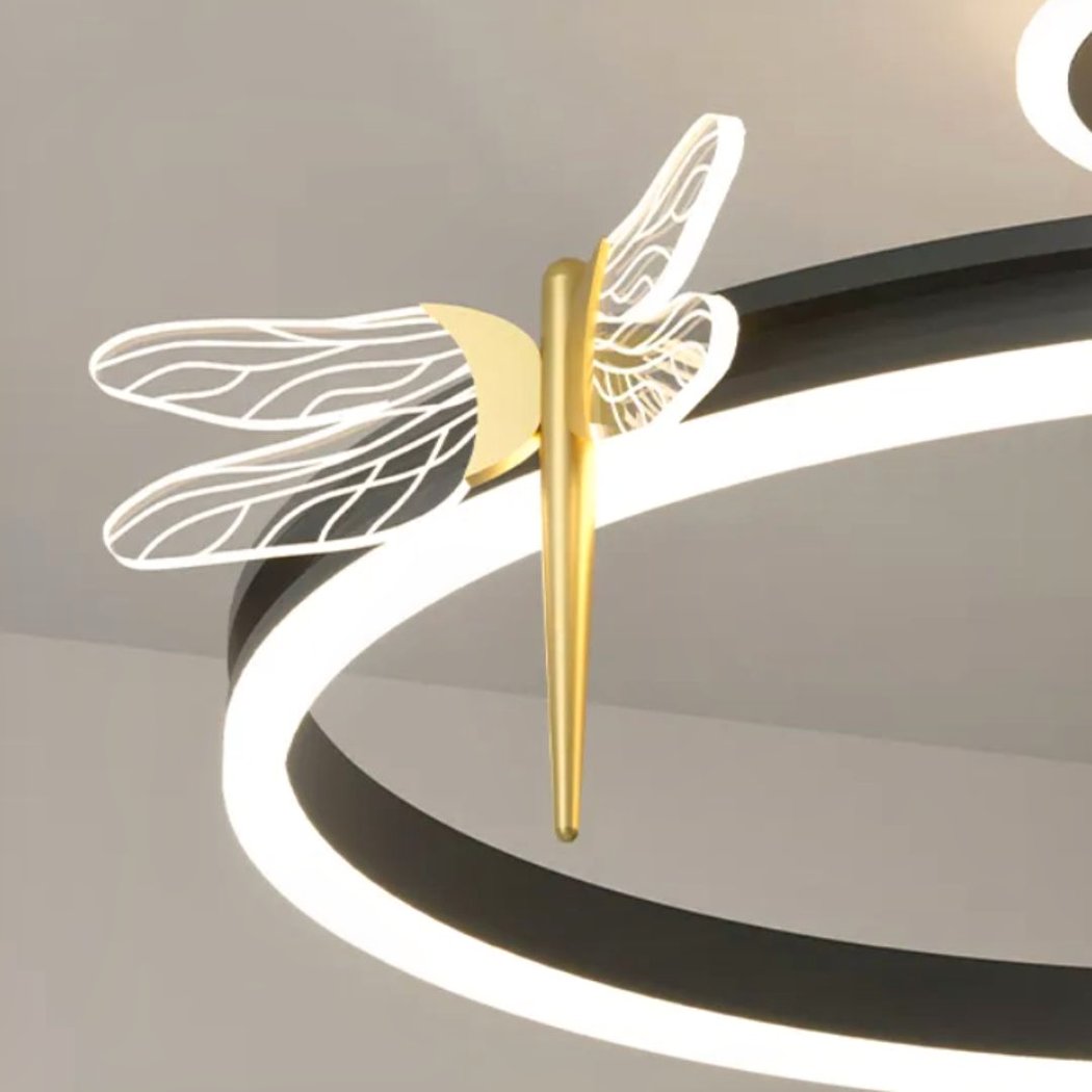 Lampadario Camera Da Letto LED Libellula Rotondo Da Soffitto Dal Design Moderno – Vista 05