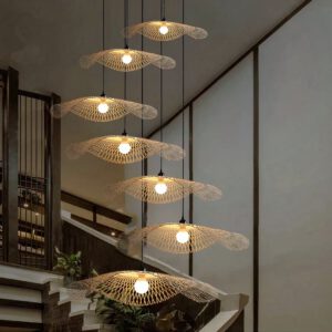 Lampadario Camera Da Letto Leggera In Paglia Di Bambù