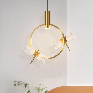 Lampadario Camera Da Letto Libellula Dorato Dal Design Moderno