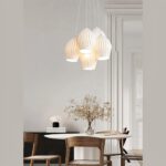 Lampadario Camera Da Letto Multiplo A Cinque Paralumi In Ceramica Bianca