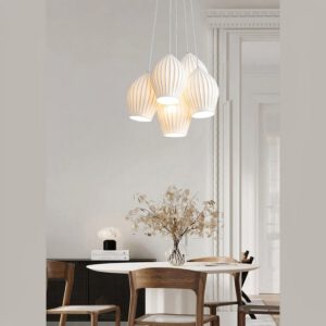 Lampadario Camera Da Letto Multiplo A Cinque Paralumi In Ceramica Bianca