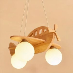 Lampadario Camera Da Letto Per Bambini LED Aeroplano In Legno
