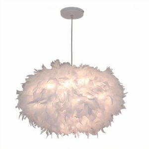 Lampadario Camera Da Letto Piume Con Paralume Bianco In Stile Nordico