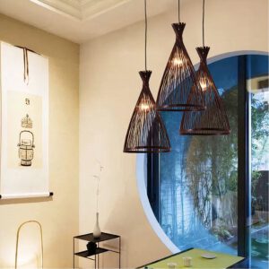 Lampadario Camera Da Letto Rattan Fatto A Mano In Stile Cinese A Tre Luci